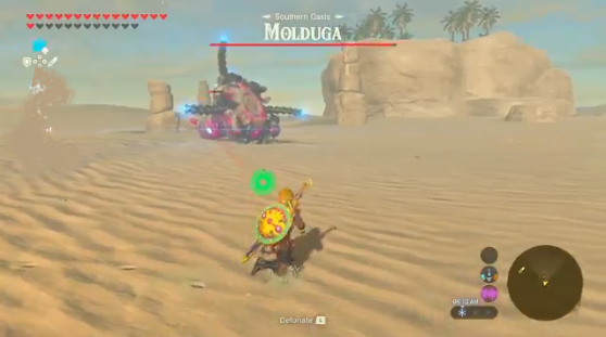 Arrastran a un Guardián hasta el desierto para que se enfrente a un Moldora en Zelda: Breath of the Wild - Nintenderos