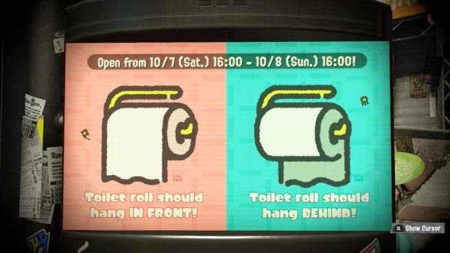 El lado del papel higiénico es el tema del 2º Splatfest europeo de Splatoon 2