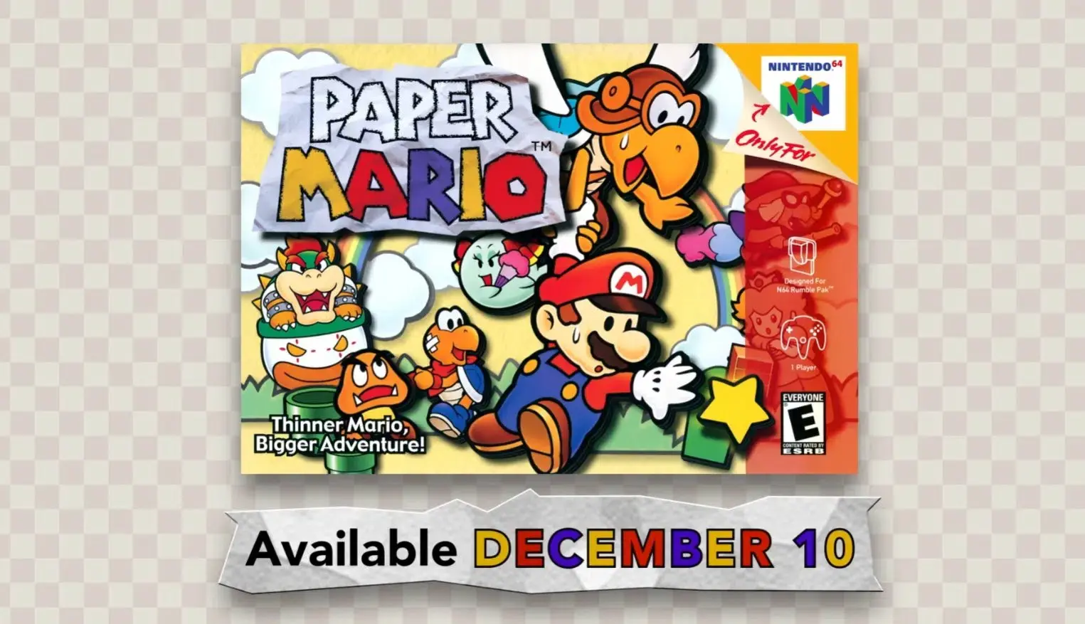 Paper Mario llega el 10 de diciembre a Nintendo Switch Online