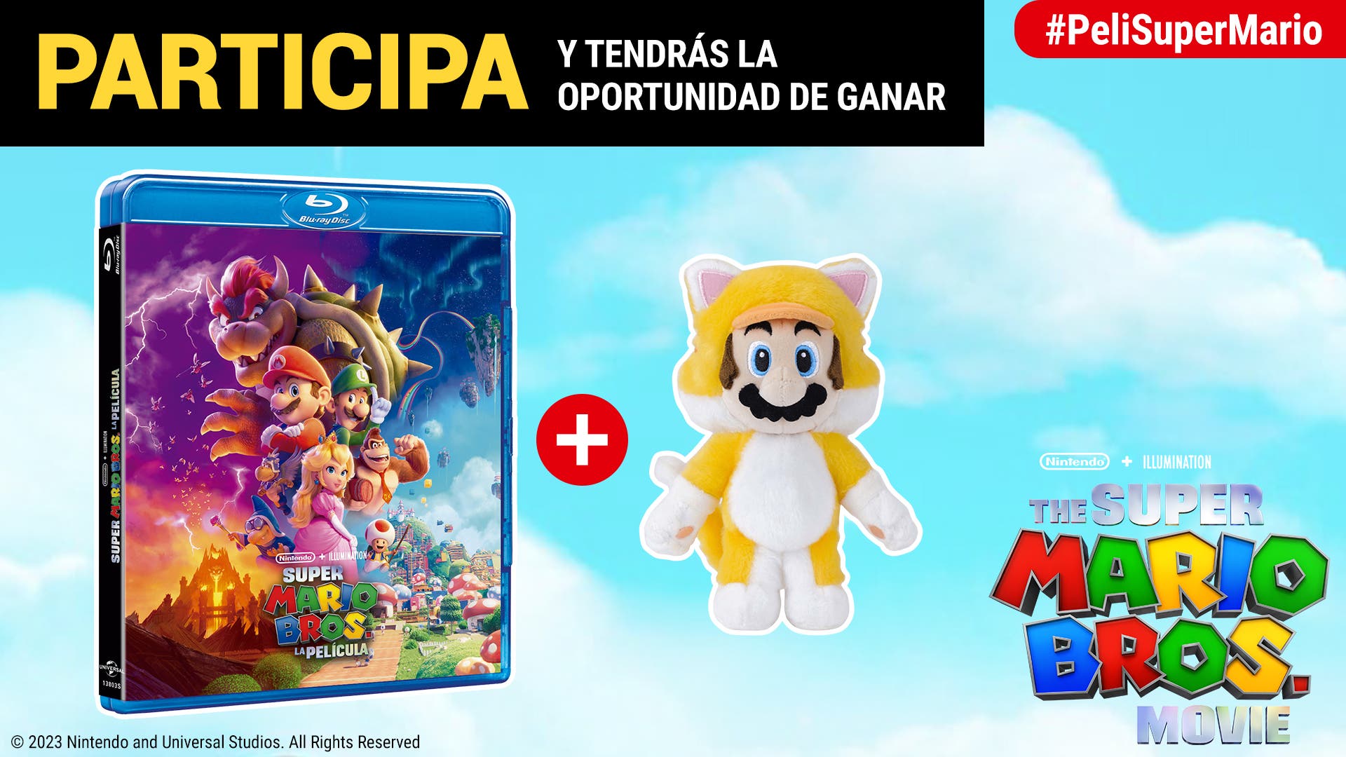 [Act.] ¡Sorteamos 3 packs de Super Mario Bros. La Película (Blu-Ray) + Peluche de Mario Felino!