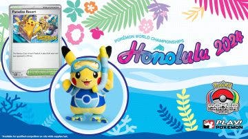 Desvelados el peluche de Pikachu exclusivo y la carta de promoción Complejo Turístico Paraíso para el Campeonato Mundial Pokémon en Honolulu, Hawái