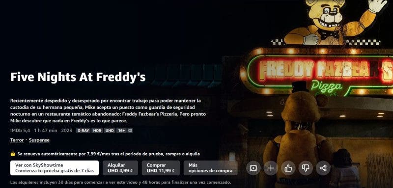 Cuándo sale la película de FNAF en Prime Video: Situación actual