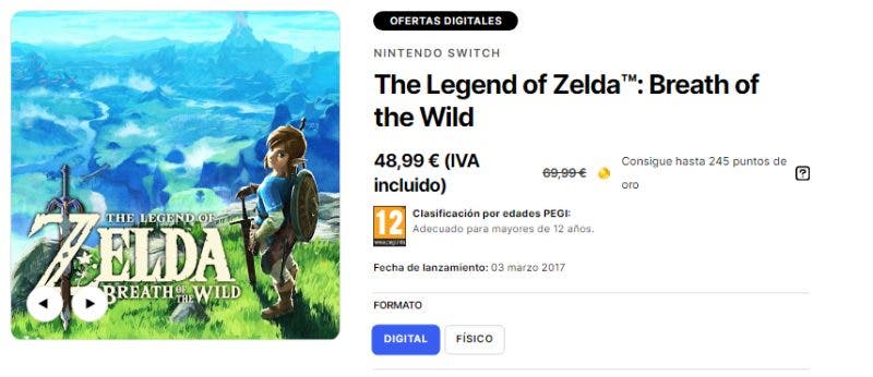 Ahorra un buen pellizco en The Legend of Zelda: Breath of the Wild en My Nintendo Store y consigue hasta 245 puntos de oro