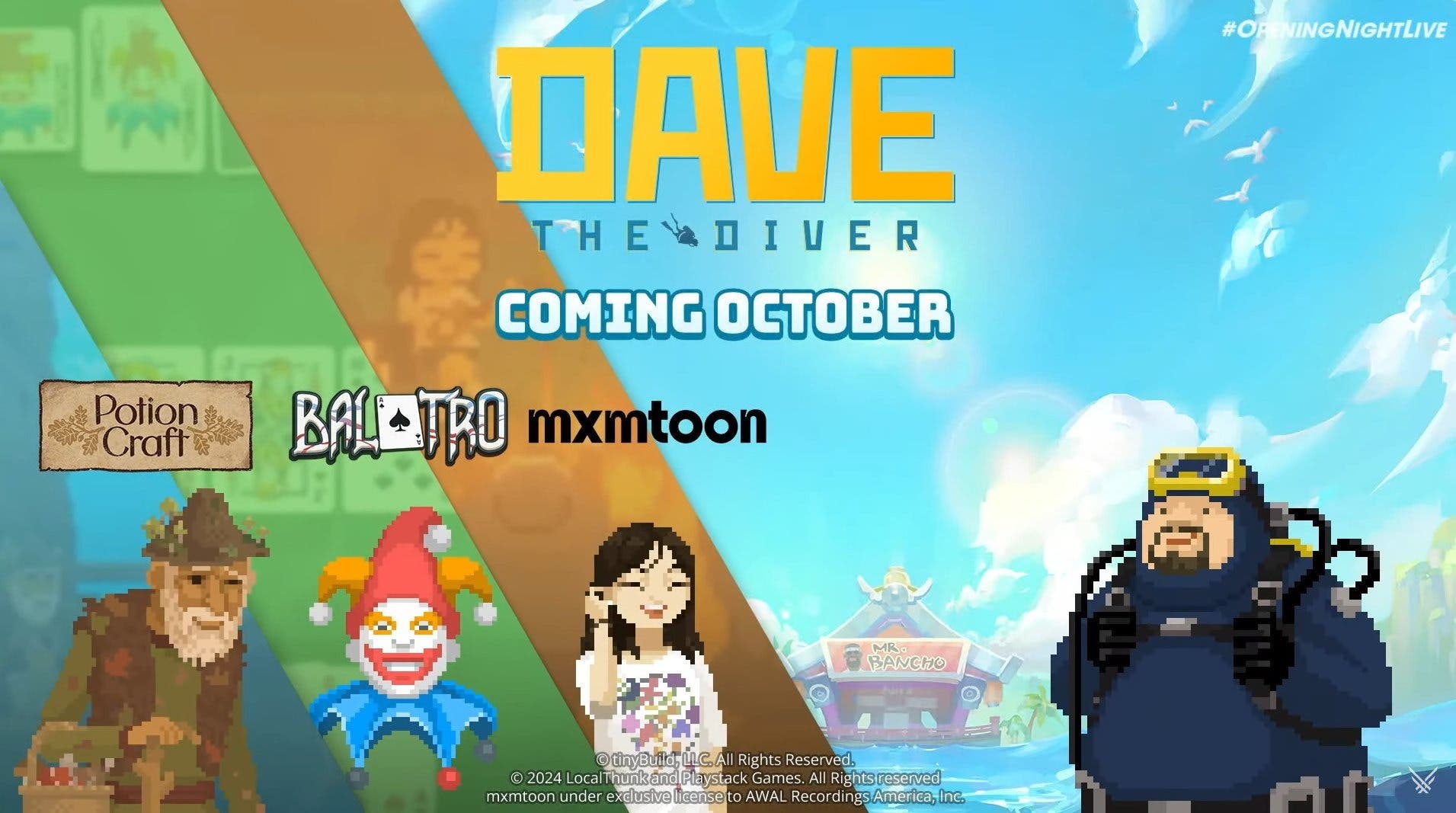 Dave the Diver confirma contenido de mxmtoon, Balatro y Potion Craft